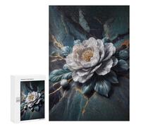 Puzzles pour Adultes300 PCS Elegant White Flower on Marble Background Puzzle, Jeu De Réflexion Et De Logique, Idéal comme Cadeau pour Toute La Famille 300 PCS