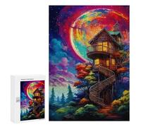 Puzzles pour Adultes300 PCS Enchanted Treehouse in A Dreamy Forest Puzzle Décoratif Mural - Niveau Difficile - Idéal comme Cadeau pour Toute La Famille 300 PCS
