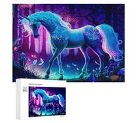 Puzzles pour Adultes300 PCS Enchanted Unicorn Forest Fantasy Puzzles pour Adultes - Décoration Murale - Loisirs À La Maison - Activités Amusantes À Faire chez Soi 300 PCS