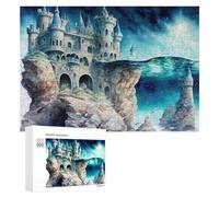Puzzles pour Adultes300 PCS Fantasy Castle on The Rocks Puzzle Décoratif Mural - Niveau Difficile - Idéal comme Cadeau pour Toute La Famille 300 PCS