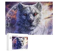 Puzzles pour Adultes300 PCS Fantasy Wolf Portrait Artwork Puzzle Décoratif Mural - Niveau Difficile - Idéal comme Cadeau pour Toute La Famille 300 PCS