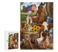 Puzzles pour Adultes300 PCS Farm Animal Friends Puzzle Décoratif Mural - Niveau Difficile - Idéal comme Cadeau pour Toute La Famille 300 PCS