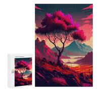 Puzzles pour Adultes300 PCS Fiery Landscape with Tree Puzzle Décoratif Mural - Niveau Difficile - Idéal comme Cadeau pour Toute La Famille 300 PCS