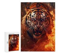 Puzzles pour Adultes300 PCS Fiery Tiger Roar Puzzle Décoratif Mural - Niveau Difficile - Idéal comme Cadeau pour Toute La Famille 300 PCS