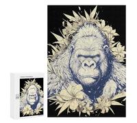 Puzzles pour Adultes300 PCS Floral Gorilla Illustration Puzzle pour Adultes - Jeu De Réflexion - Assemblage De Motifs - Idée Cadeau Unique pour Un Anniversaire 300 PCS