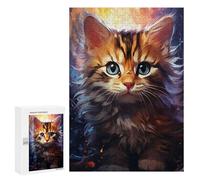 Puzzles pour Adultes300 PCS Fluffy Cat with Sparkling Eyes Puzzles pour Adultes : des Activités Amusantes en Famille À Faire À La Maison - Un Jeu Familial Stimulant 300 PCS