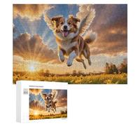 Puzzles pour Adultes300 PCS Flying Angel Dog in Sky Puzzle Décoratif Mural - Niveau Difficile - Idéal comme Cadeau pour Toute La Famille 300 PCS