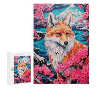 Puzzles pour Adultes300 PCS Fox Cherry Blossoms Animal Puzzles pour Adolescents, Jouets Anti-Stress, Cadeaux pour Femmes, Activités Amusantes À La Maison 300 PCS