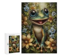 Puzzles pour Adultes300 PCS Happy Frog in Floral Setting Puzzle, Jeu De Réflexion Et De Logique, Idéal comme Cadeau pour Toute La Famille 300 PCS