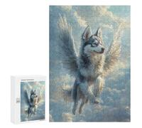 Puzzles pour Adultes300 PCS Husky with Angel Wings Majestic Pet TributeFlying Husky with Wings Puzzles pour Adultes - Décoration Murale - Défi Difficile - Cadeaux Uniques d'anniversaire Et De Noël 3