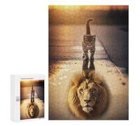 Puzzles pour Adultes300 PCS Kitten Lion Reflection Puzzles pour Adolescents, Jouets Anti-Stress, Cadeaux pour Femmes, Activités Amusantes À La Maison 300 PCS