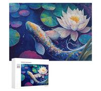 Puzzles pour Adultes300 PCS Koi Fish Watercolor Pond Puzzle, Jeu De Réflexion Et De Logique, Idéal comme Cadeau pour Toute La Famille 300 PCS