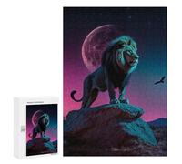 Puzzles pour Adultes300 PCS Lion King Under Neon Moon Puzzle pour Adultes - Jeu De Réflexion - Assemblage De Motifs - Idée Cadeau Unique pour Un Anniversaire 300 PCS