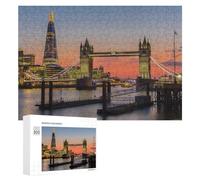 Puzzles pour Adultes300 PCS London's Tower Bridge at Sunset Puzzle Décoratif Mural - Niveau Difficile - Idéal comme Cadeau pour Toute La Famille 300 PCS