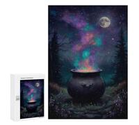 Puzzles pour Adultes300 PCS Magical Cauldron Under The Moonlight Puzzles pour Adultes, Jeu De Réflexion, Décoration Intérieure, Aide À Stimuler Le Cerveau 300 PCS