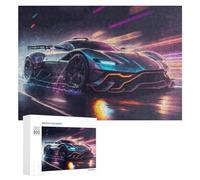 Puzzles pour Adultes300 PCS Neon Future Racing Car -3 Puzzle Décoratif Mural - Niveau Difficile - Idéal comme Cadeau pour Toute La Famille 300 PCS