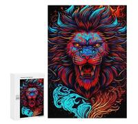 Puzzles pour Adultes300 PCS Neon Lion Artwork -2 Puzzle Décoratif Mural - Niveau Difficile - Idéal comme Cadeau pour Toute La Famille 300 PCS