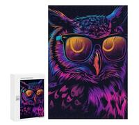 Puzzles pour Adultes300 PCS Neon Owl Art Print-4 Puzzles pour Adolescents pour S'amuser en Famille Difficile Et Stimulant Un pour Les Jeux 300 PCS