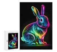 Puzzles pour Adultes300 PCS Neon Rainbow Bunny Puzzle pour Adultes, Jouet, Décoration Murale, Passe-Temps, Cadeaux Uniques d'anniversaire Et De Noël 300 PCS