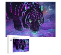 Puzzles pour Adultes300 PCS Neon Tiger Cosmic Majesty Puzzle Décoratif Mural - Niveau Difficile - Idéal comme Cadeau pour Toute La Famille 300 PCS