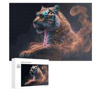Puzzles pour Adultes300 PCS Neon Tiger in Flames Puzzle Décoratif Mural - Niveau Difficile - Idéal comme Cadeau pour Toute La Famille 300 PCS