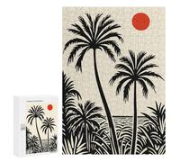 Puzzles pour Adultes300 PCS Palm Tree Sunset Silhouette Puzzles pour Adolescents Jeux Relaxants pour S'amuser en Famille Activités Amusantes À La Maison 300 PCS