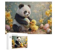 Puzzles pour Adultes300 PCS Panda with Easter Eggs and Duckling Puzzle pour Adultes, Jouet, Décoration Murale, Passe-Temps, Cadeaux Uniques d'anniversaire Et De Noël 300 PCS