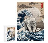 Puzzles pour Adultes300 PCS Polar Bear Great Wave Puzzles pour Adolescents, Jouets Anti-Stress, Cadeaux pour Femmes, Activités Amusantes À La Maison 300 PCS