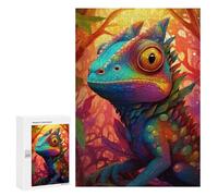 Puzzles pour Adultes300 PCS Rainbow Lizard in Fantasy Forest Puzzles pour Adultes - Décoration Murale - Loisirs À La Maison - Activités Amusantes À Faire chez Soi 300 PCS
