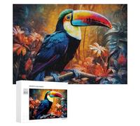 Puzzles pour Adultes300 PCS Rainbow Toucan in Tropical Paradise Puzzle Décoratif Mural - Niveau Difficile - Idéal comme Cadeau pour Toute La Famille 300 PCS