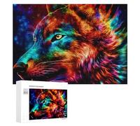 Puzzles pour Adultes300 PCS Rainbow Wolf Portrait Puzzle pour Adultes, Jouet, Décoration Murale, Passe-Temps, Cadeaux Uniques d'anniversaire Et De Noël 300 PCS