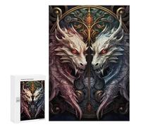 Puzzles pour Adultes300 PCS Red and Blue Dragons Puzzle, Jeu De Réflexion Et De Logique, Idéal comme Cadeau pour Toute La Famille 300 PCS