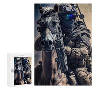 Puzzles pour Adultes300 PCS Rider in Gear with Horse Puzzle Décoratif Mural - Niveau Difficile - Idéal comme Cadeau pour Toute La Famille 300 PCS