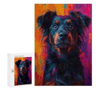 Puzzles pour Adultes300 PCS Shepherd Mix Dog Portrait in Abstract Colors Pop Art Style Puzzle pour Adultes : Un Jeu Manuel Amusant Et Anti-Stress, Idéal pour Se Détendre 300 PCS