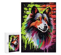 Puzzles pour Adultes300 PCS Shetland Sheepdog Graffiti Puzzles pour Adultes - Décoration Murale - Défi Difficile - Cadeaux Uniques d'anniversaire Et De Noël 300 PCS