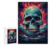 Puzzles pour Adultes300 PCS Skull in Fiery Sky Art Print Puzzles pour Adolescents pour S'amuser en Famille Difficile Et Stimulant Un pour Les Jeux 300 PCS