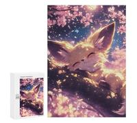 Puzzles pour Adultes300 PCS Sleeping Fox in Cherry Blossoms Puzzle pour Adultes : Un Jeu Manuel Amusant Et Anti-Stress, Idéal pour Se Détendre 300 PCS