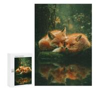 Puzzles pour Adultes300 PCS Sleeping Foxes in Forest Puzzles pour Adolescents pour S'amuser en Famille Difficile Et Stimulant Un pour Les Jeux 300 PCS