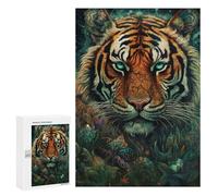 Puzzles pour Adultes300 PCS Tiger Floral Puzzles pour Adolescents Jeux Relaxants pour S'amuser en Famille Activités Amusantes À La Maison 300 PCS