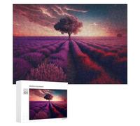Puzzles pour Adultes300 PCS Twilight Lavender Fields A Dreamy Landscape Puzzles pour Adultes, Jeux Familiaux, Analyse Et Logique, Cadeaux Anti-Stress 300 PCS