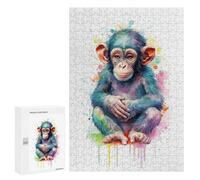 Puzzles pour Adultes300 PCS Watercolor Baby Monkey Puzzles pour Adultes - Jouets À Monter Soi-même - Décoration Murale - Cadeaux Uniques d'anniversaire Et De Noël 300 PCS
