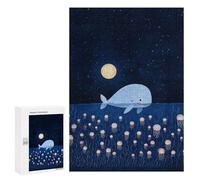 Puzzles pour Adultes300 PCS Whale and Jellyfish Under Moonlight Puzzles pour Adultes, Jeu De Réflexion, Décoration Intérieure, Aide À Stimuler Le Cerveau 300 PCS