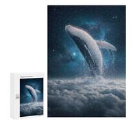 Puzzles pour Adultes300 PCS Whale Breaching Through Clouds Into Space Puzzles pour Adolescents, Jouets Anti-Stress, Cadeaux pour Femmes, Activités Amusantes À La Maison 300 PCS
