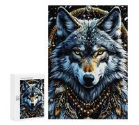 Puzzles pour Adultes300 PCS Wolf Portrait with Dreamcatcher Elements Puzzle, Jeu De Réflexion Et De Logique, Idéal comme Cadeau pour Toute La Famille 300 PCS