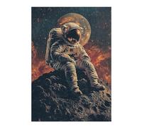Puzzles pour Adultes38x26cm/1000pcs Astronaut on Asteroid with Planet Background Puzzles pour Adultes Jeux De Détente Découpe De Précision Activités Amusantes À La Maison, 38x26cm/1000pcs