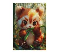 Puzzles pour Adultes38x26cm/1000pcs Cute Red Panda Eating Bamboo Puzzles pour Adultes : Jeu Manuel Anti-Stress, Activités Amusantes À Faire À La Maison, 38x26cm/1000pcs