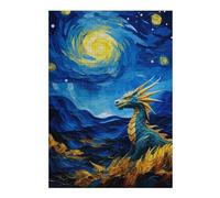 Puzzles pour Adultes38x26cm/1000pcs Dragon Under Starry Night Puzzle pour Adultes - Jeu De Réflexion - Améliore La Mémoire - Stimule Le Cerveau