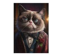 Puzzles pour Adultes38x26cm/1000pcs Grumpy Cat Fancy Suit Puzzle pour Adultes - Jeu De Réflexion - Améliore La Mémoire - Stimule Le Cerveau
