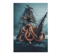 Puzzles pour Adultes38x26cm/1000pcs Octopus Attacks Ship in Stormy Sea Puzzles Anti-Stress pour Adultes : des Jeux Amusants en Famille À Faire À La Maison 38x26cm/1000pcs