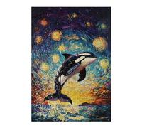 Puzzles pour Adultes38x26cm/1000pcs Orca Under Starry Sky Casse-têtes pour Adolescents - Jeu De Réflexion - Défi Difficile - Aidez Votre Cerveau À S'exercer 38x26cm/1000pcs